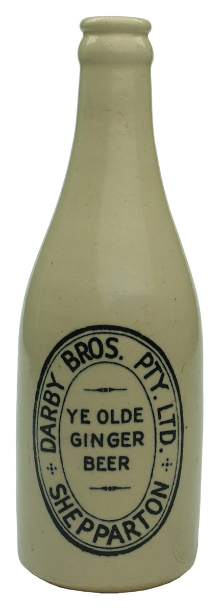 Darby Bros Shepparton Stoneware Ginger Beer Bottle