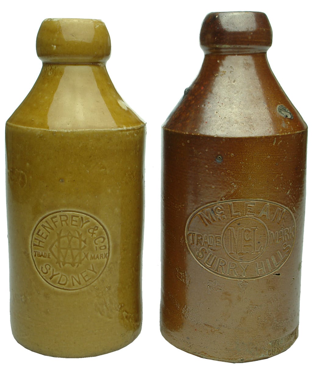 Collection Antique Vintage Stoneware Ginger Beer Bottles