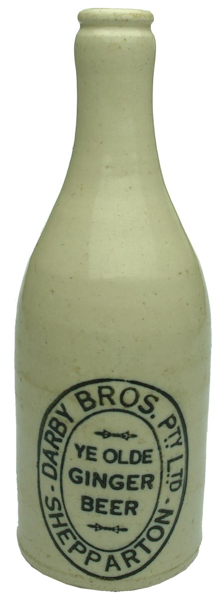 Darby Bros Shepparton Stoneware Ginger Beer Bottle