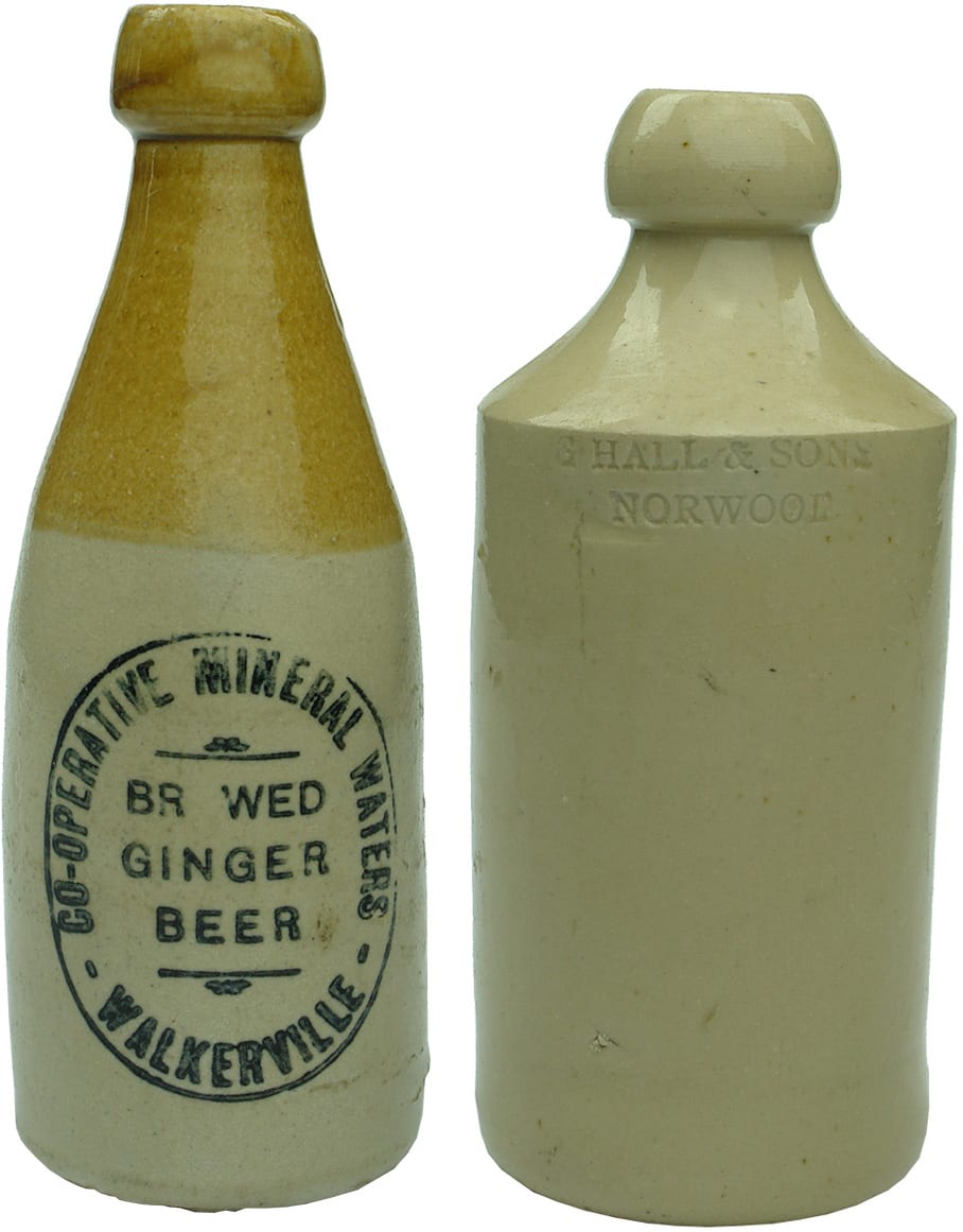 Collection Antique Vintage Stoneware Ginger Beer Bottles