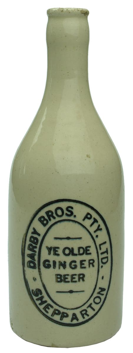 Darby Bros Shepparton Stoneware Ginger Beer Bottle