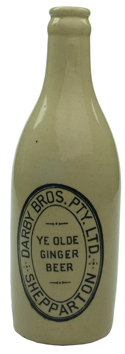 Darby Bros Shepparton Stoneware Ginger Beer Bottle