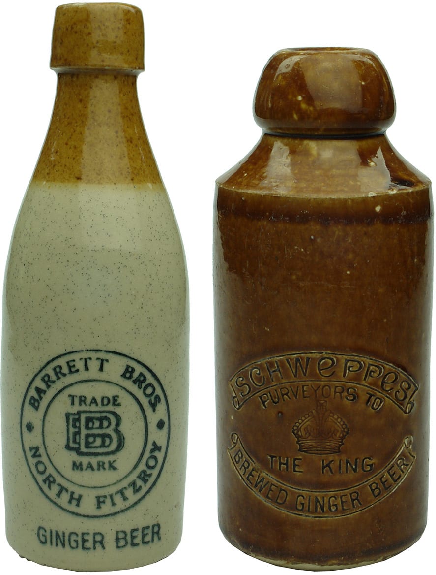 Collection Antique Vintage Stoneware Ginger Beer Bottles