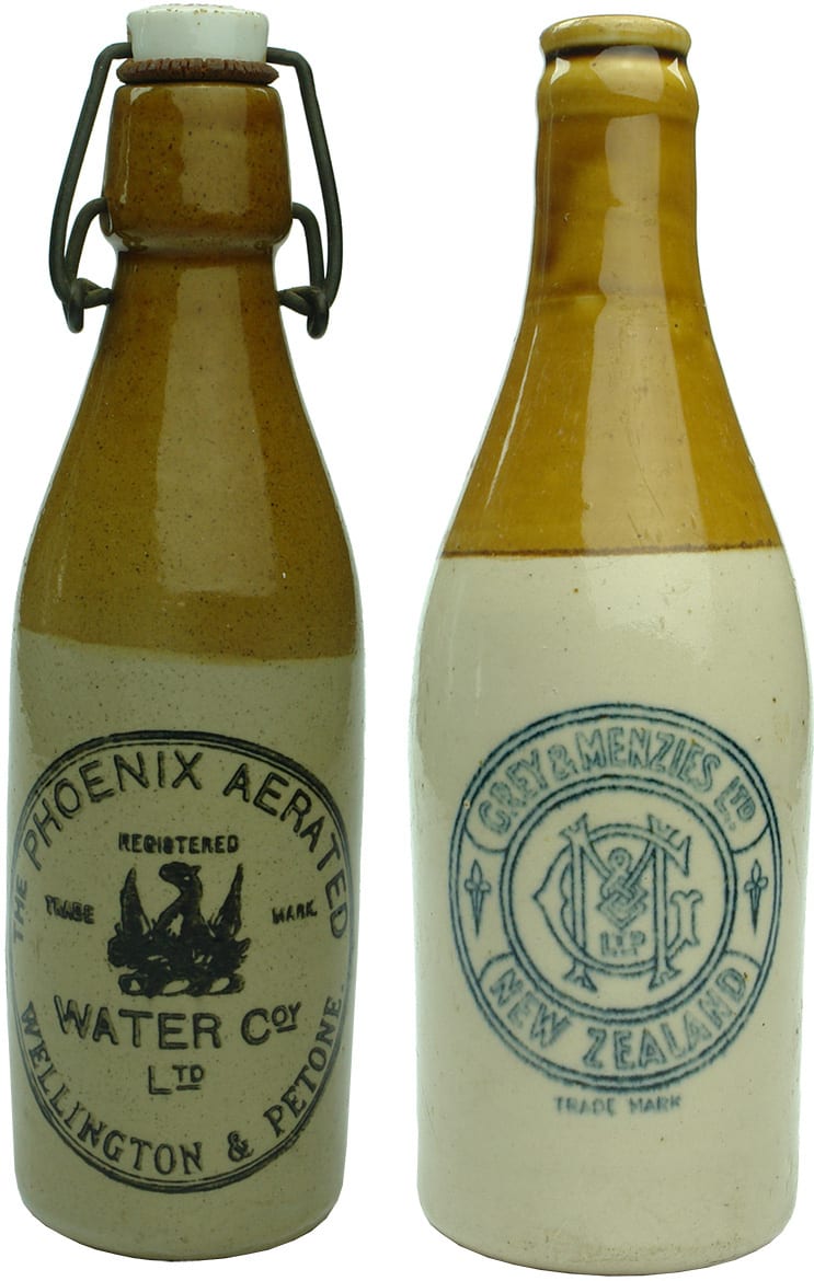 Collection Antique Vintage Stoneware Ginger Beer Bottles