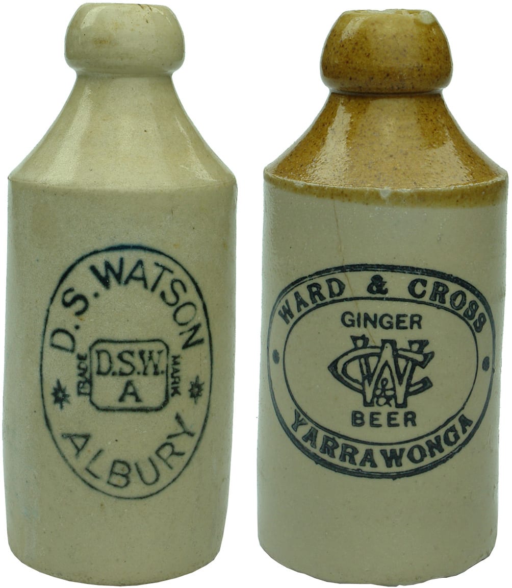 Collection Antique Vintage Stoneware Ginger Beer Bottles