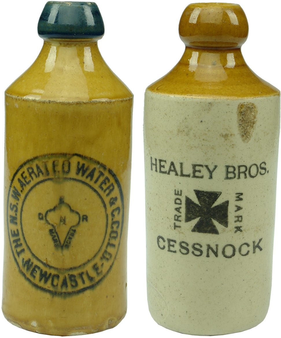 Collection Antique Vintage Stoneware Ginger Beer Bottles