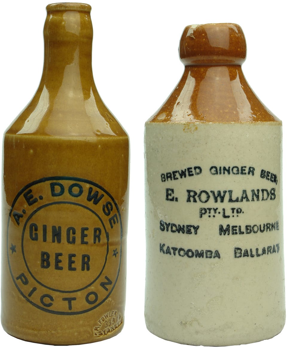 Collection Antique Vintage Stoneware Ginger Beer Bottles