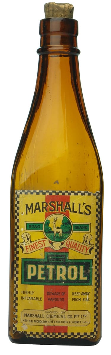 Marshall's Stag Brand Petrol Label Bottle