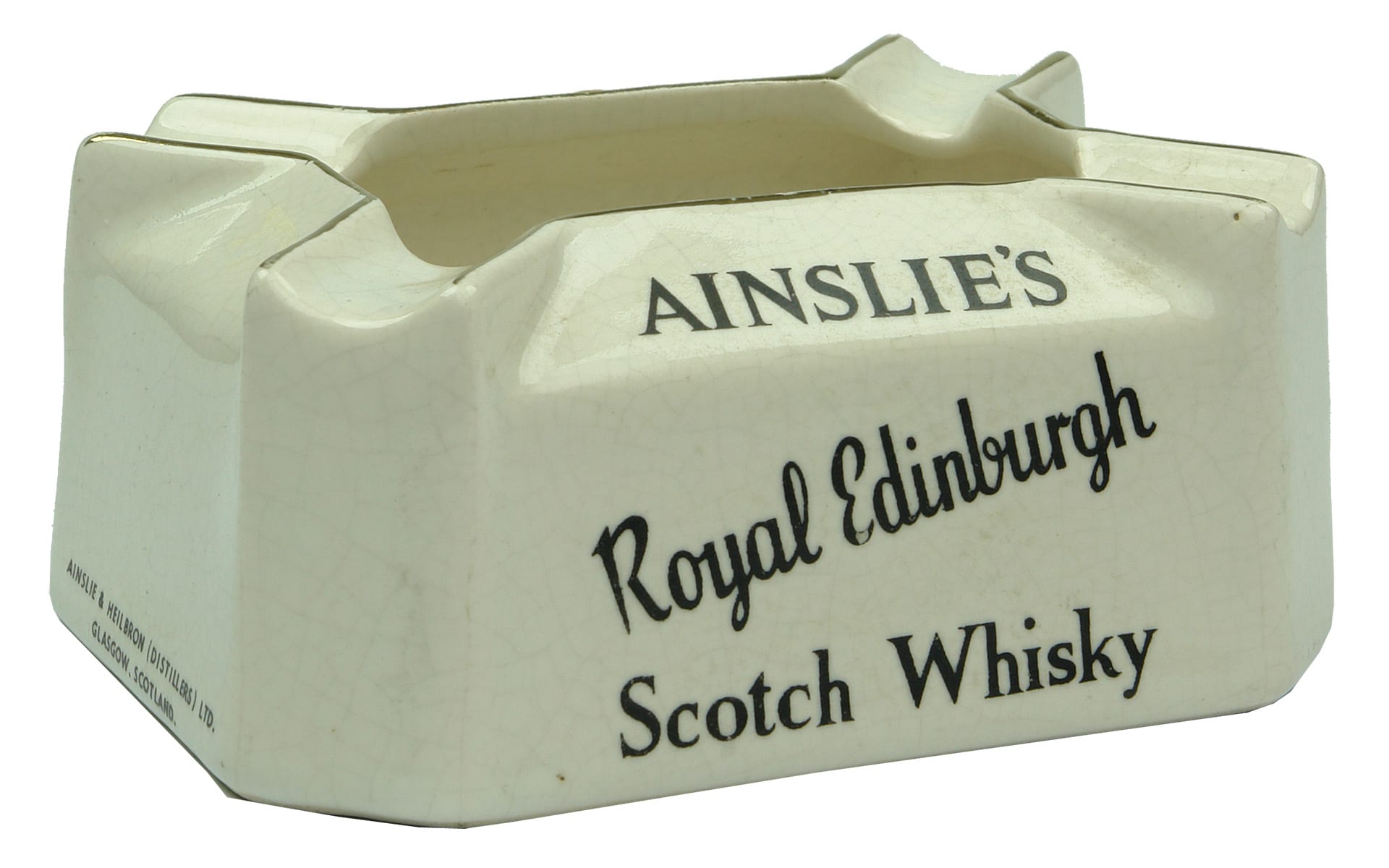 Ainslie's Royal Edinburgh Scotch Whisky Advertising Ashtray