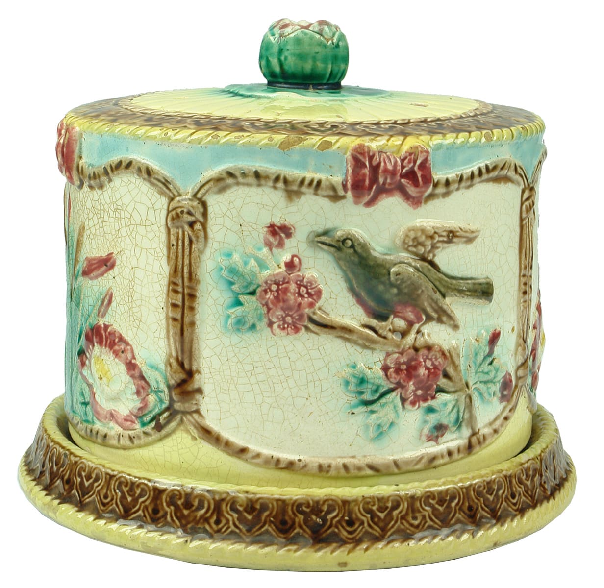 Majolica Cheese Dish Cover Pottery