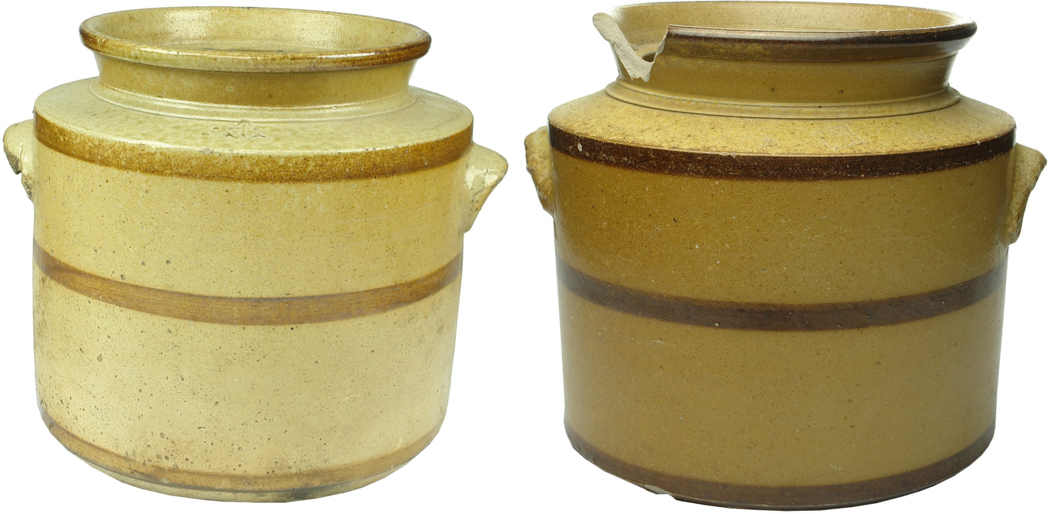 Large Bendigo Pottery Anchor Stamp Jars