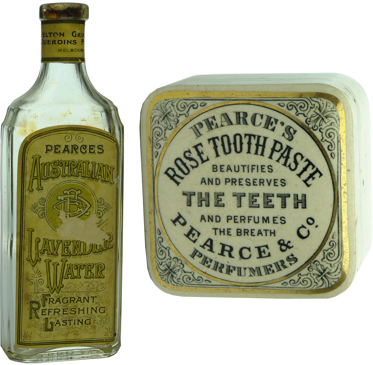 Pearce's Tooth Paste Lavender Water Potlid Bottle