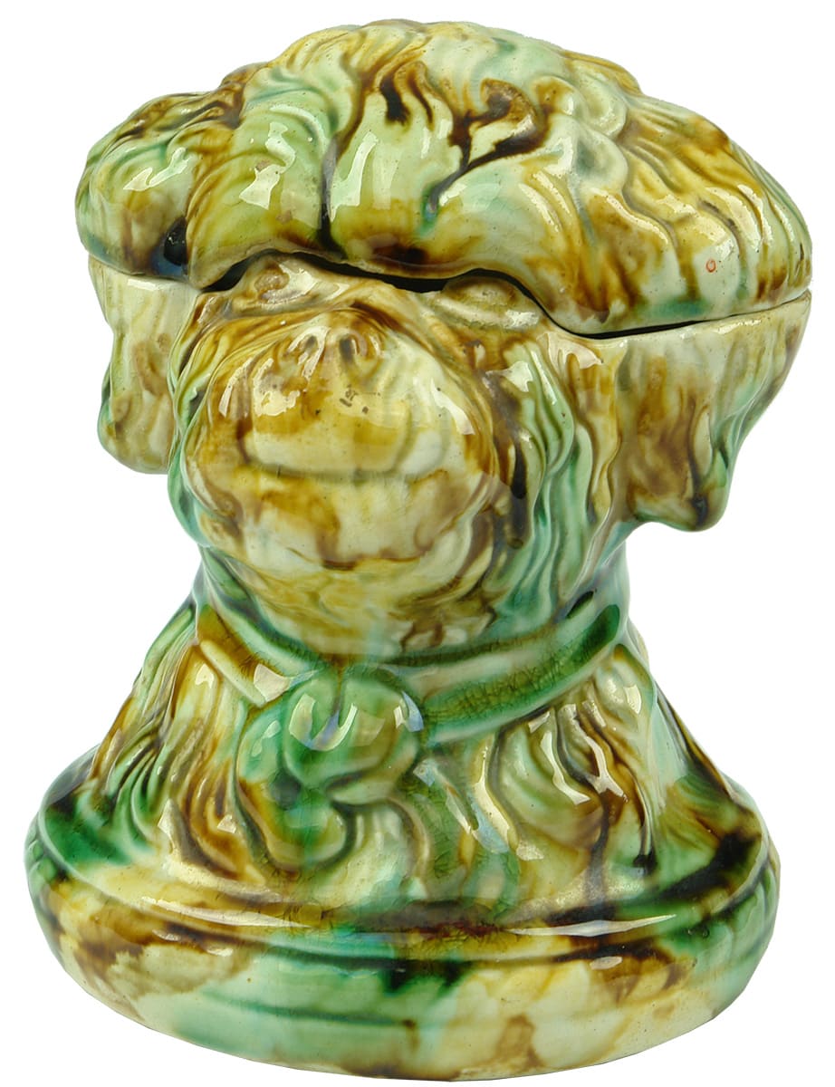 Bendigo Pottery Dogs Head Majolica Tobacco Jar