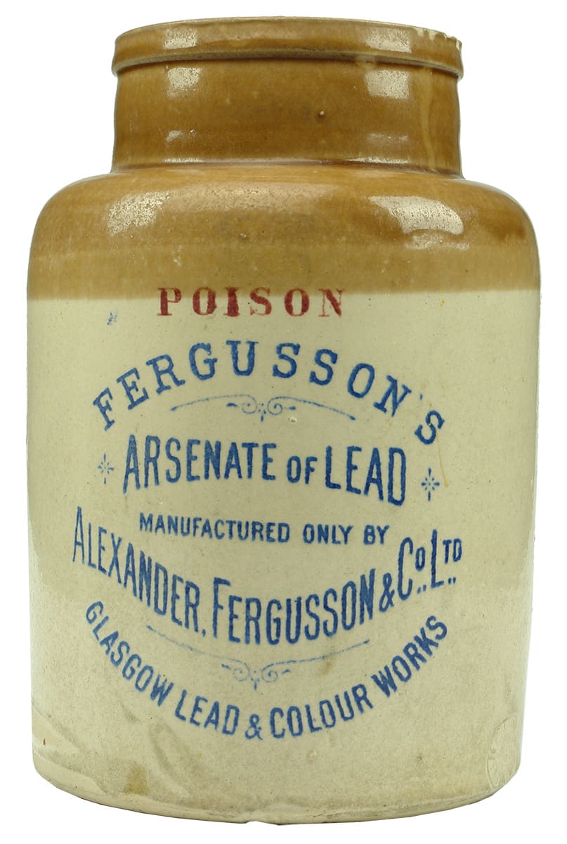 Fergusson's Arsenate Lead Poison Stoneware Jar