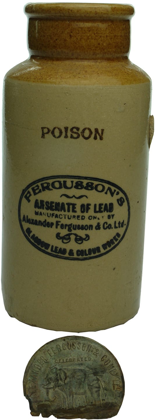 Fergusson's Arsenate Lead Poison Stoneware Jar