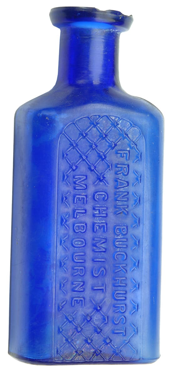 Frank Buckhurst Chemist Melbourne Blue Poison Bottle