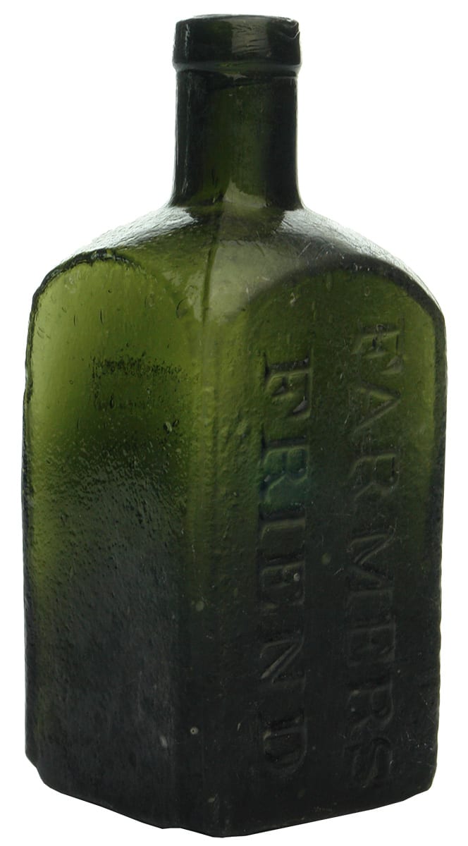 Rows Farmers Friend Green Glass Bottle