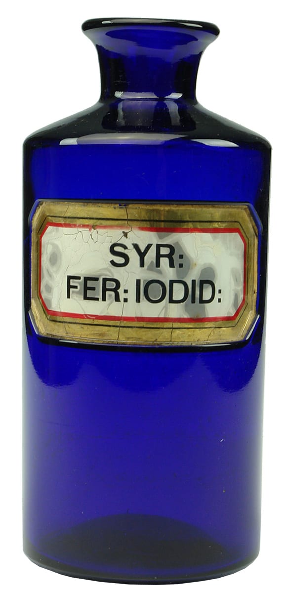 Syr Fer Iodid Cobalt Blue Pharmacy Jar