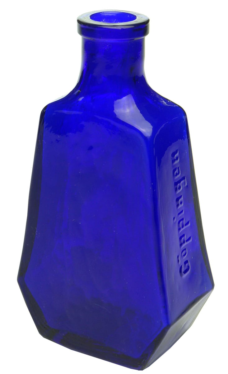 Metallwarenfabrik Goppingen Cobalt Blue Glass Bottle