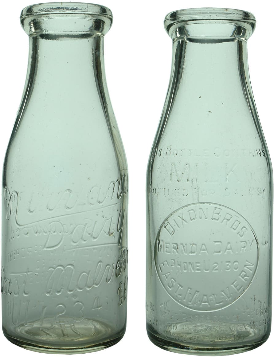 Old Vintage Glass Milk Bottles