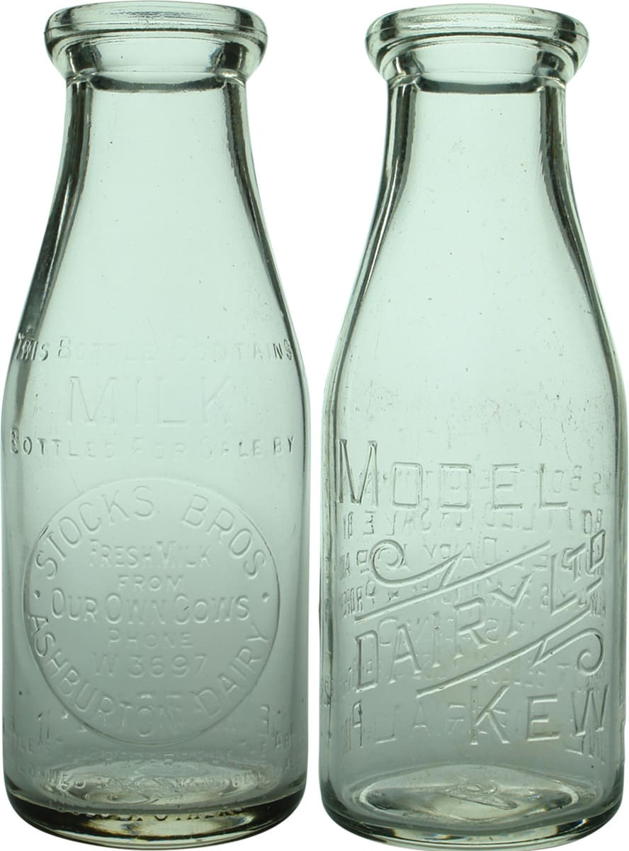 Old Vintage Glass Milk Bottles