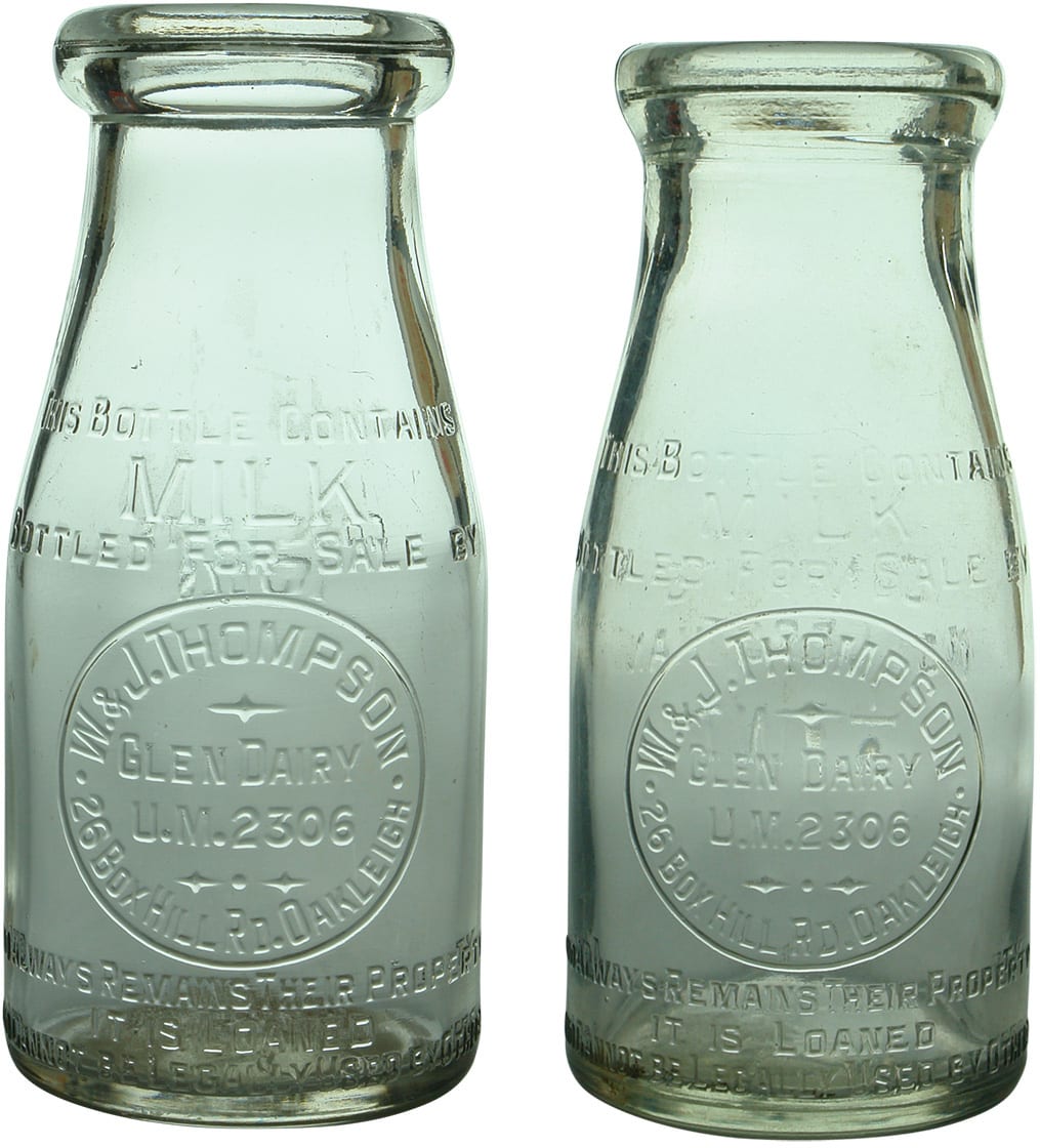 Old Vintage Glass Milk Bottles