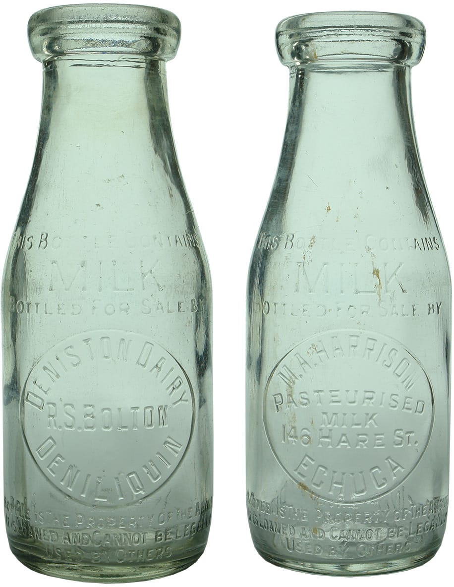 Old Vintage Glass Milk Bottles