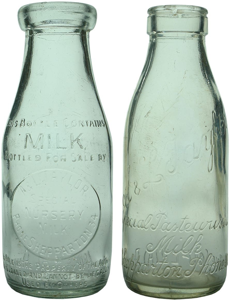 Old Vintage Glass Milk Bottles