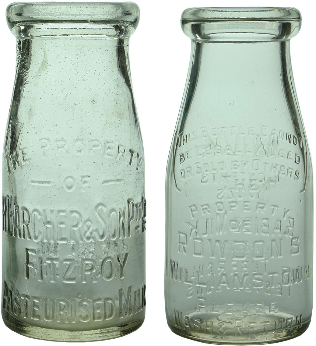 Old Vintage Glass Milk Bottles