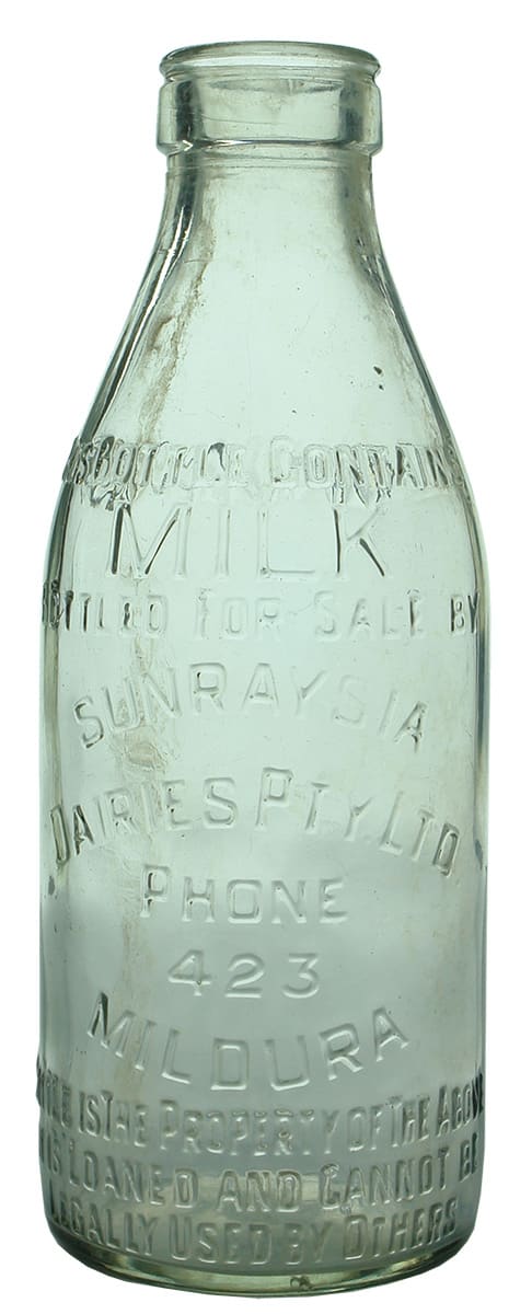 Sunraysia Dairies Mildura Vintage Milk Bottle