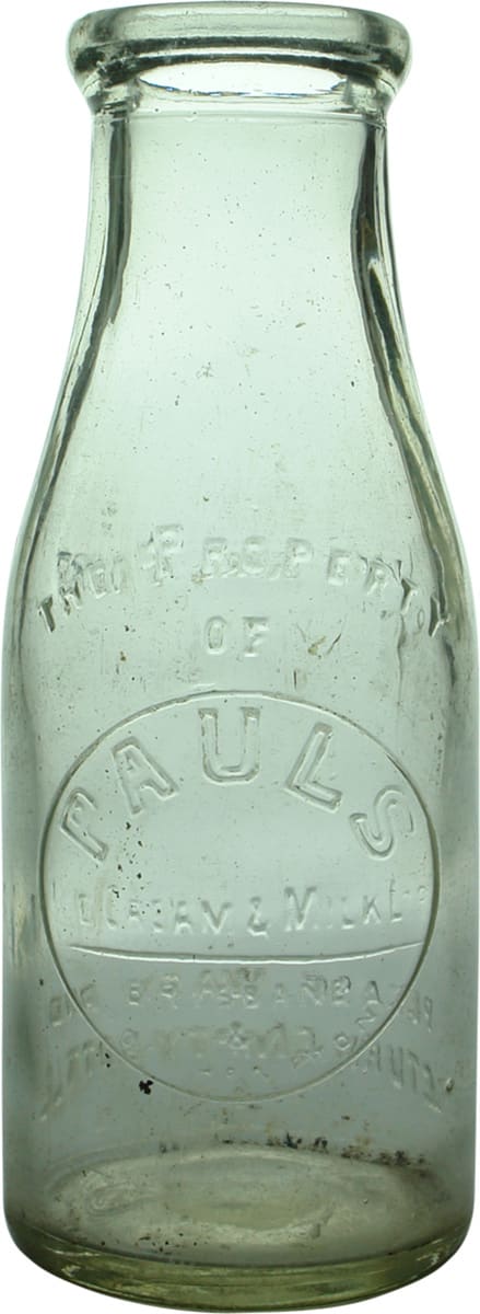 Pauls Ice Cream Milk Brisbane Rockhampton Vintage Milk Bottle