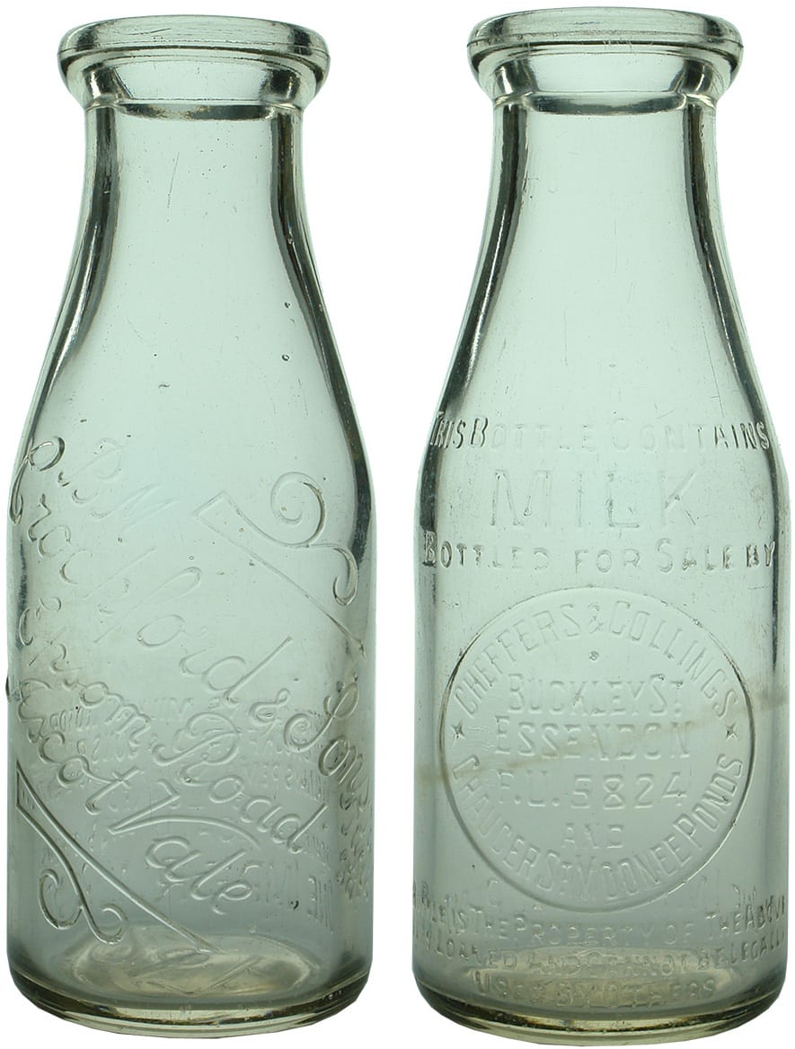 Old Vintage Glass Milk Bottles