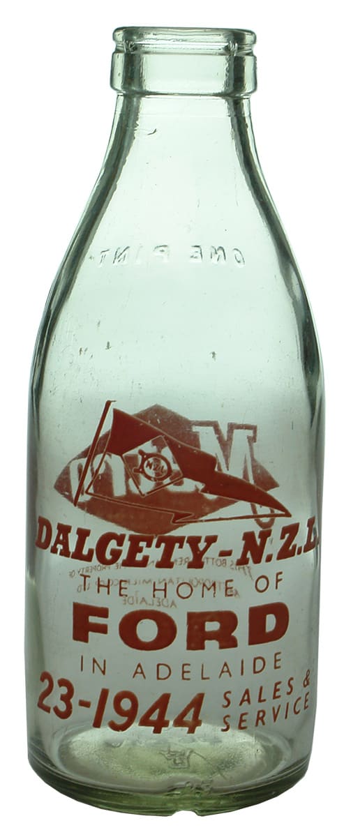 Dalgety NZL Ford Adelaide Advertising Milk Bottle