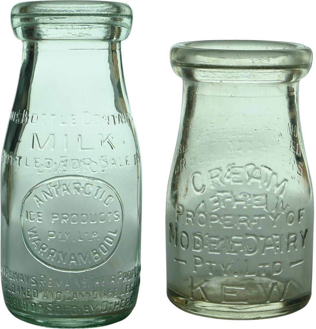 Old Vintage Glass Milk Bottles