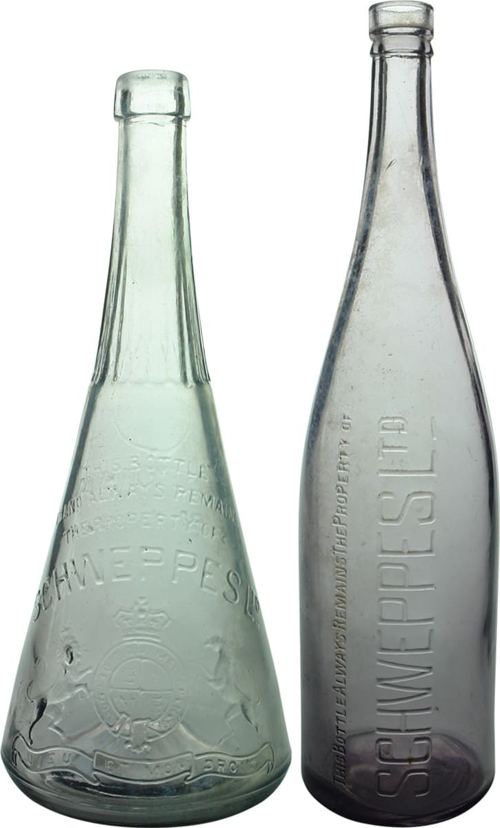 Old Vintage Schweppes Cordial Bottles