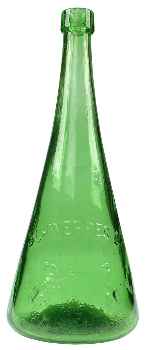 Schweppes Conical Green Glass Cordial Bottle