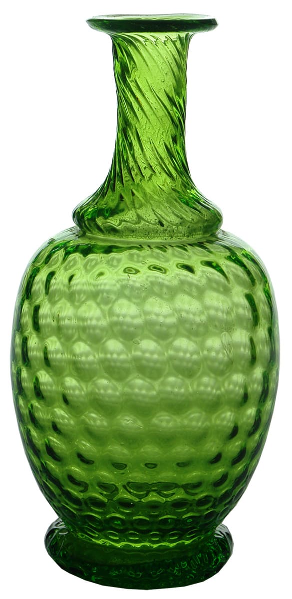 Green Moulded Glass Antique Sauce Bottle