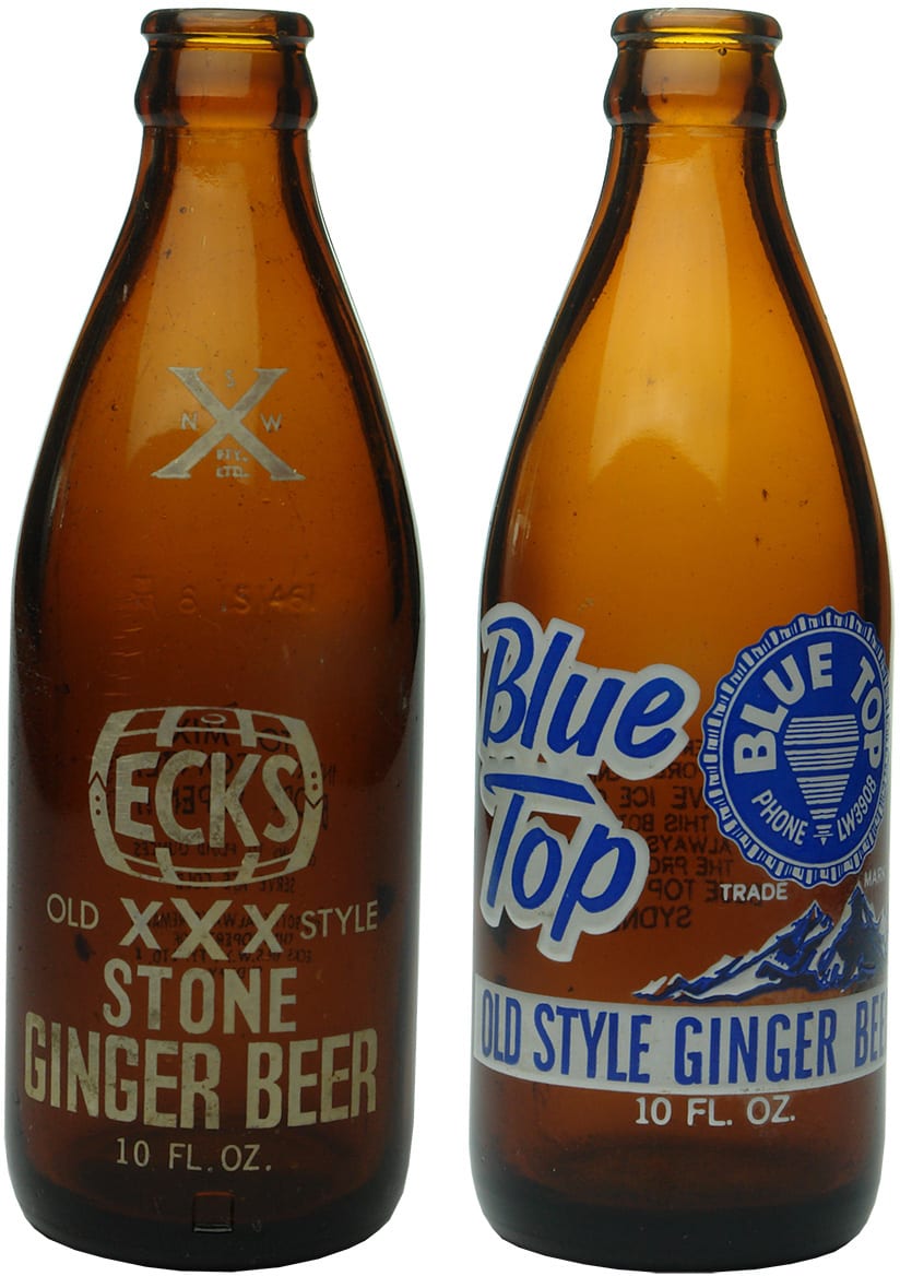 Ceramic Label Vintage Ginger Beer Bottles