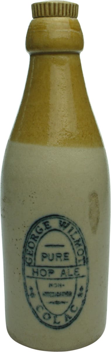 George Wilmot Pure Hop Ale Colac Stoneware Bottle