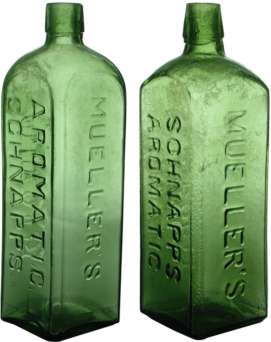 Mueller's Aromatic Schnapps Schiedam Antique Bottles