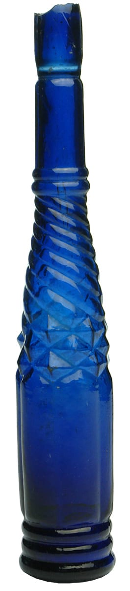 Cobalt Blue Shear Lip Whirly Salad Oil Bottle