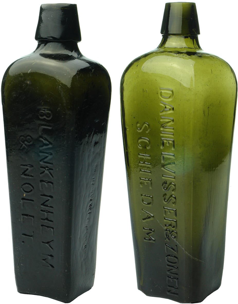 Pair Black Glass Gin Bottles