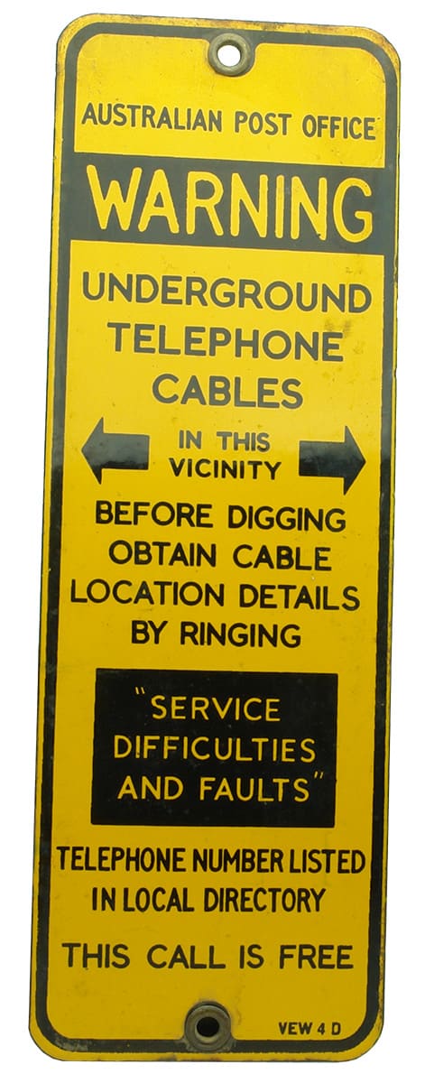 Australian Post Office Telephone Cables Enamel Sign