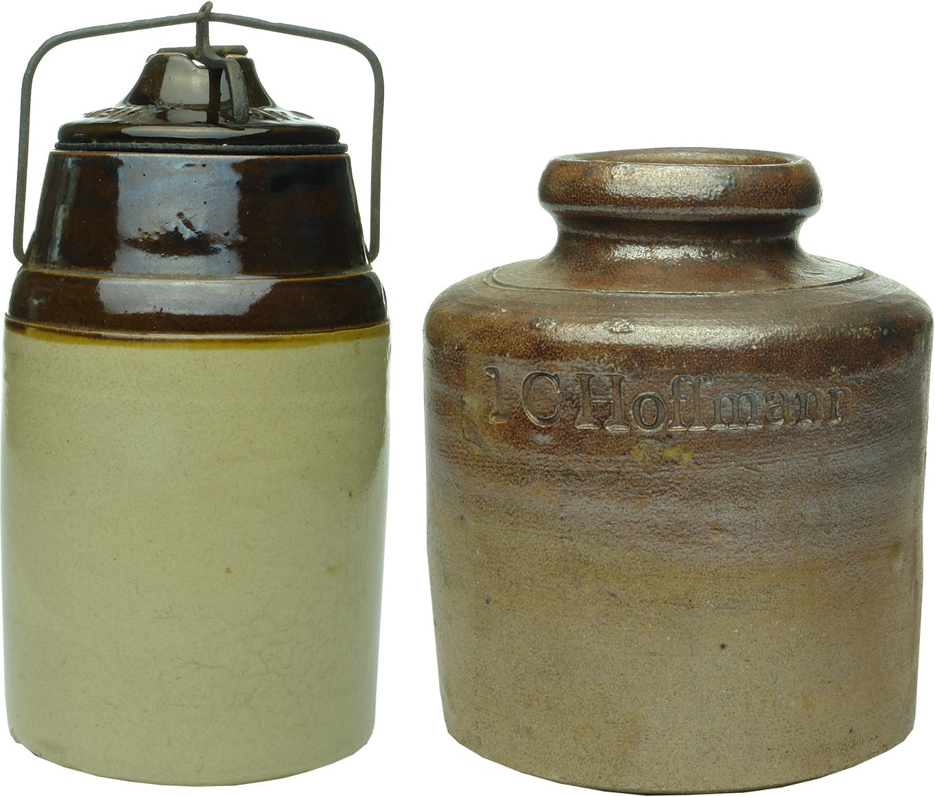 Pair Stoneware Jars