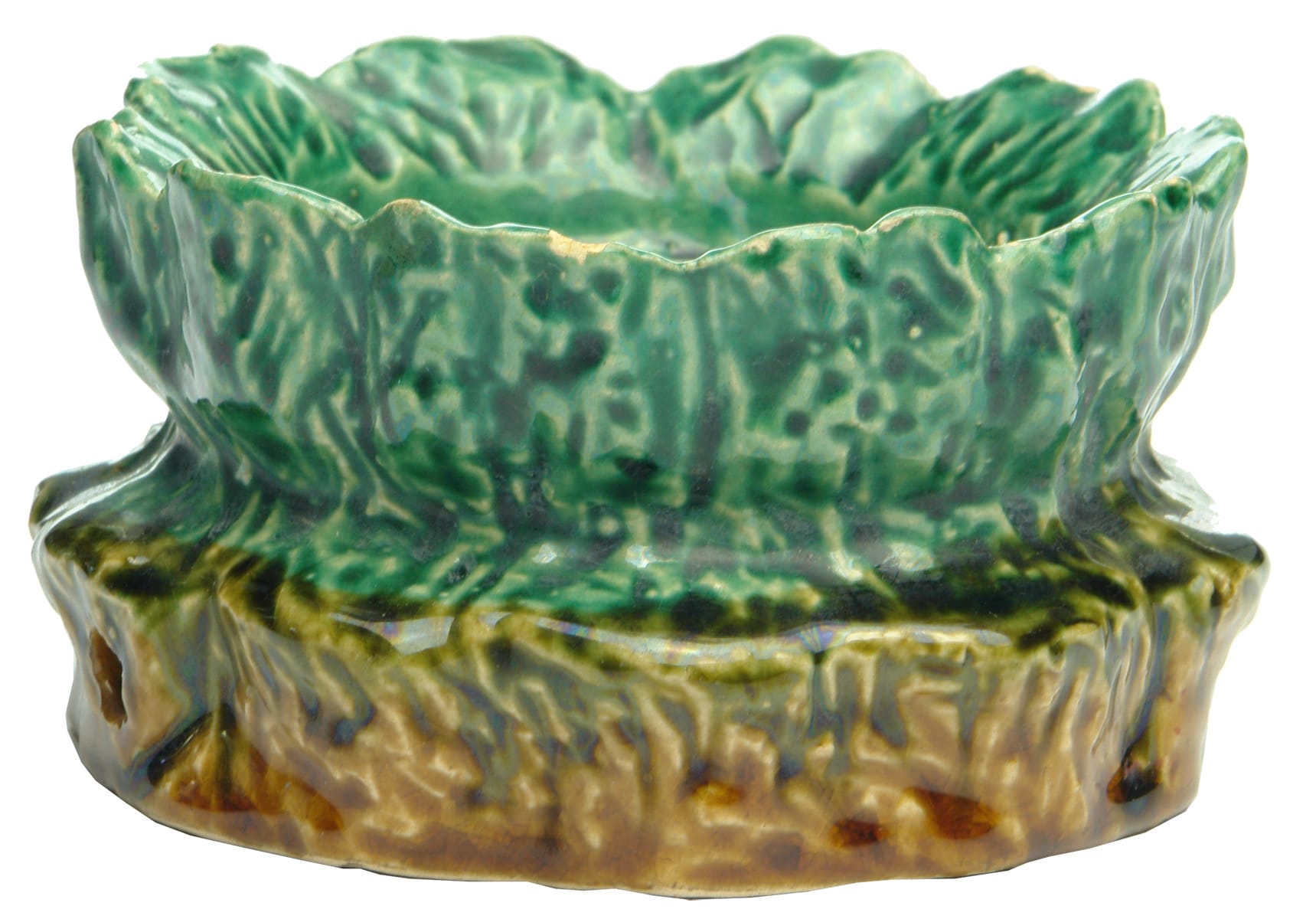 Green Brown Glaze Personal Ceramic Spittoon