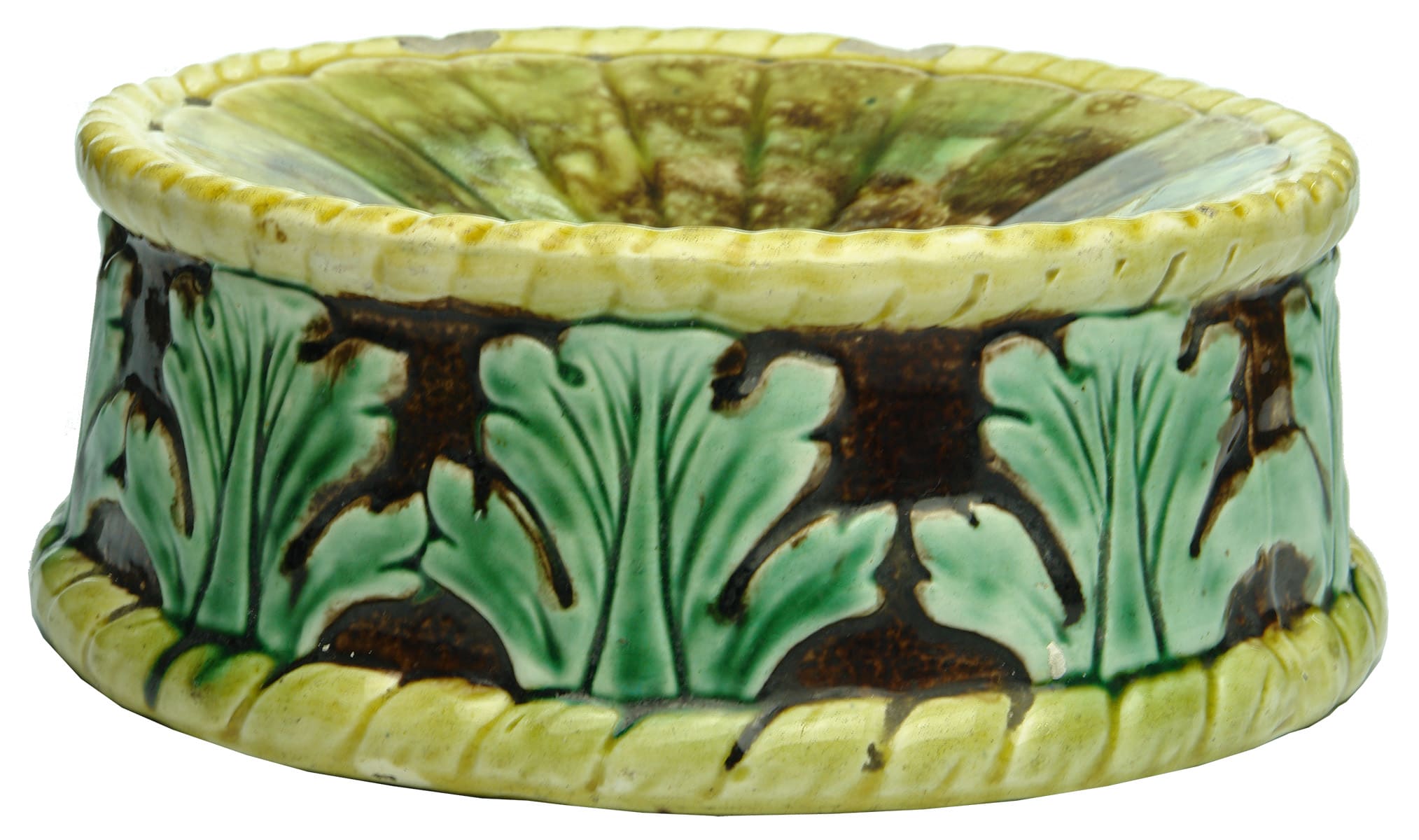 Majolica Glazed Spittoon Pottery Ceramic