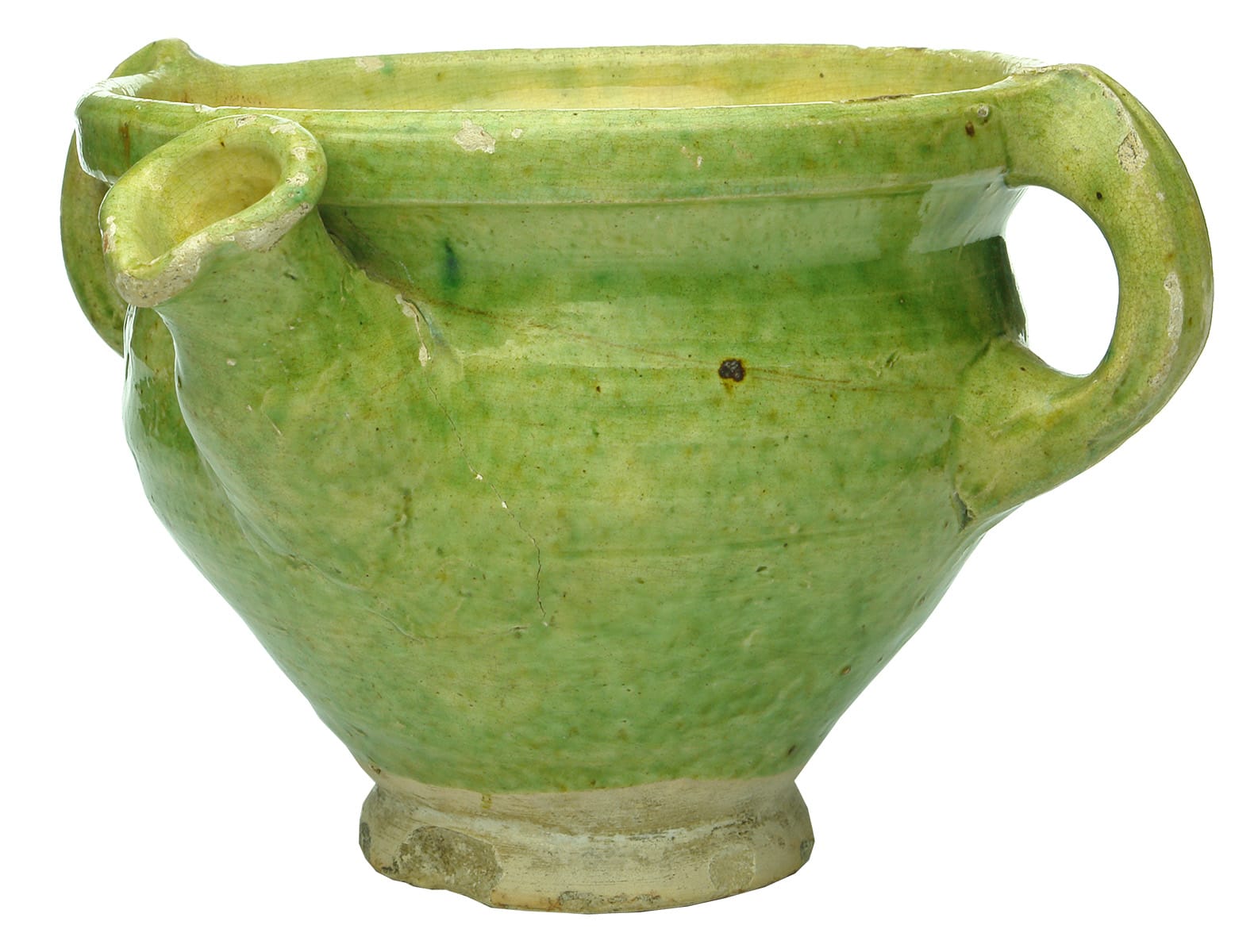 Green Yellow Lead Glazed Dutch Cream Pot