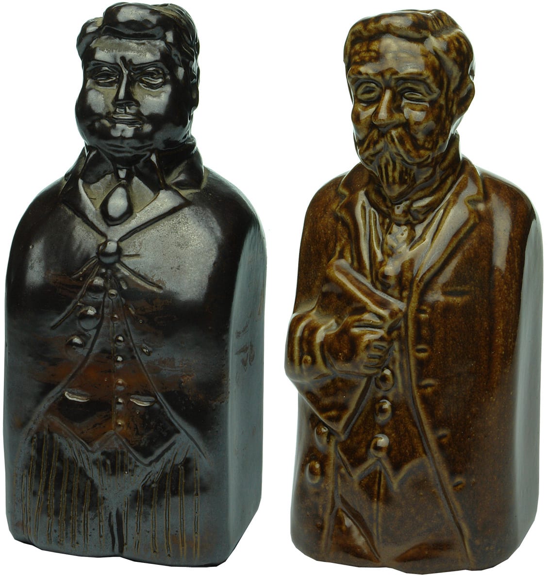 Bendigo Pottery Figural Flasks Barton Deakin Australian Prime Ministers