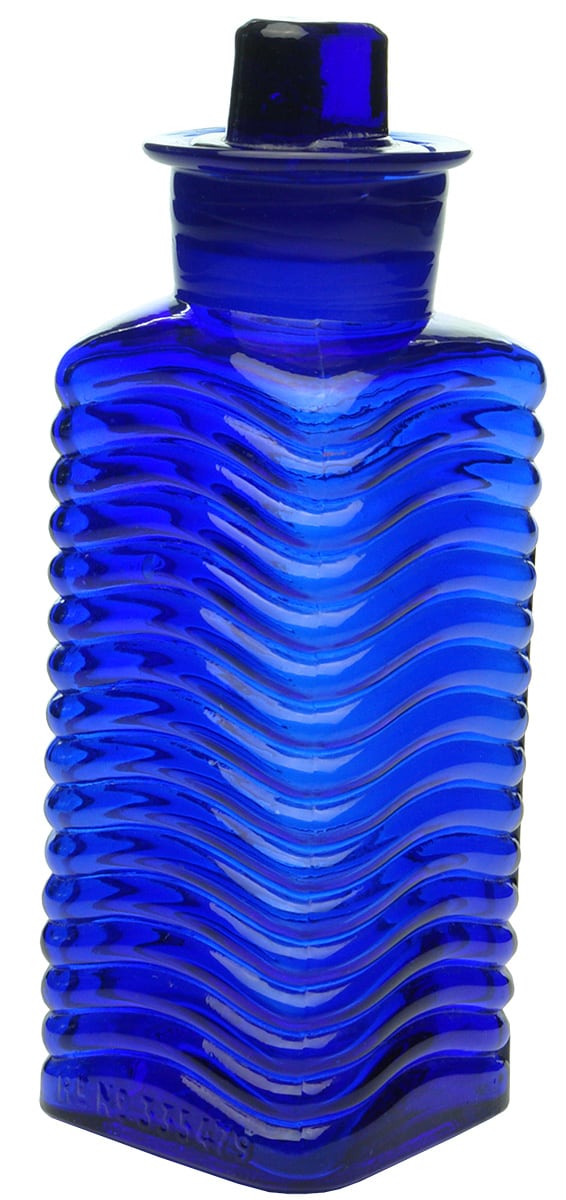 Wavy Pattern Registered Cobalt Blue Poison Bottle