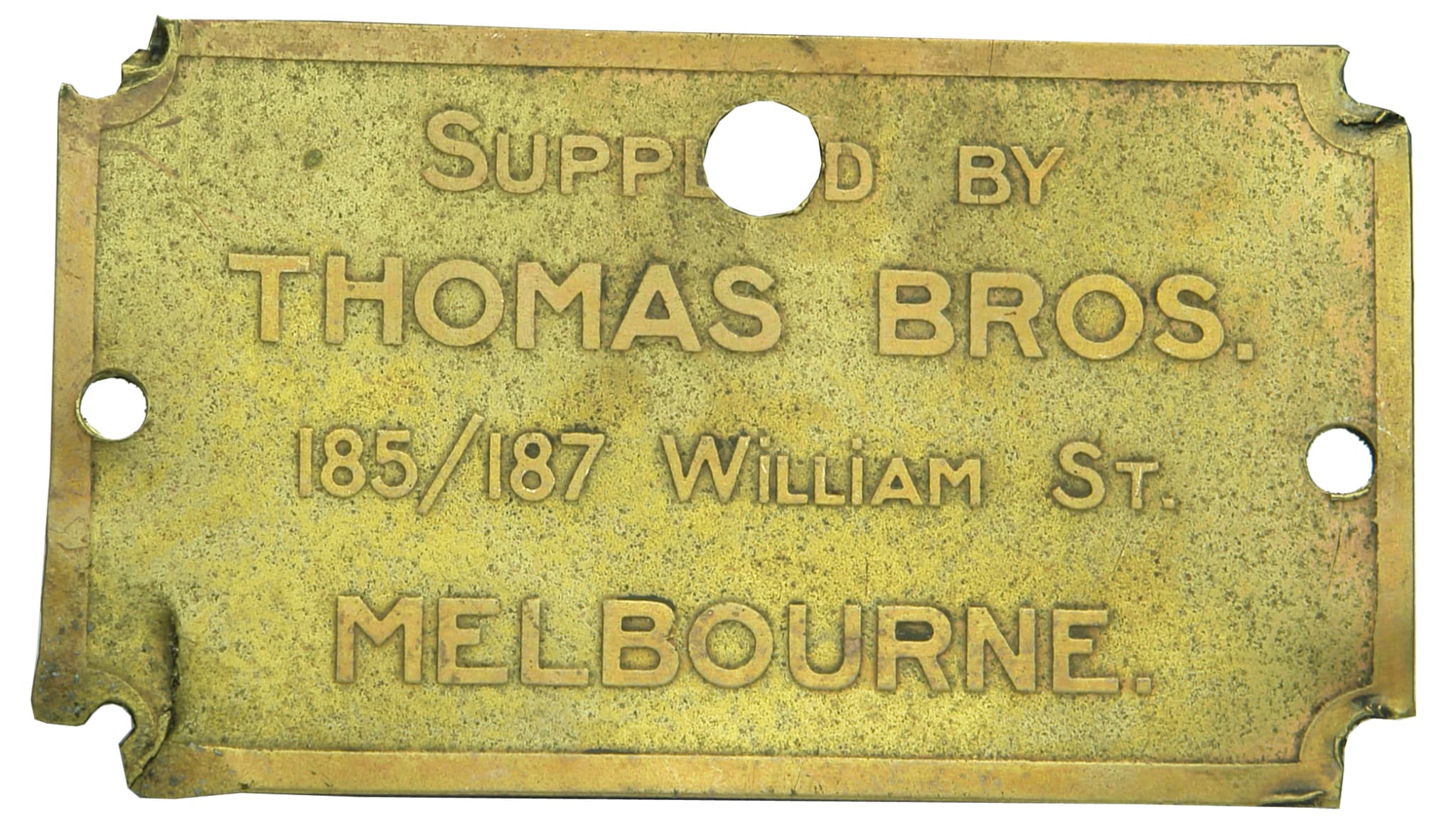 Thomas Bros Melbourne Brass Name Plate
